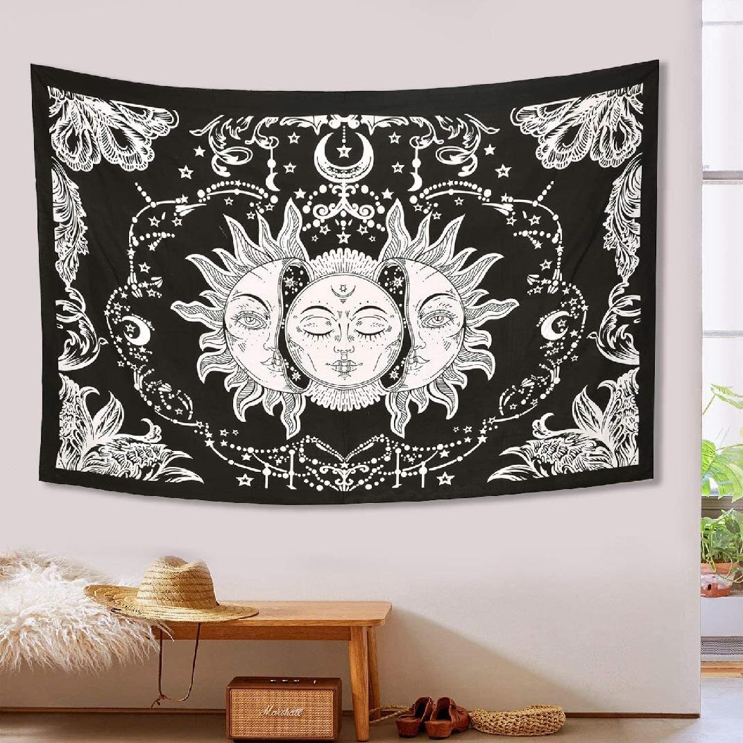 Boho Abstract Tapestry Sun&Moon Wall Hanging Bedspread Throw Blanket Home Decor