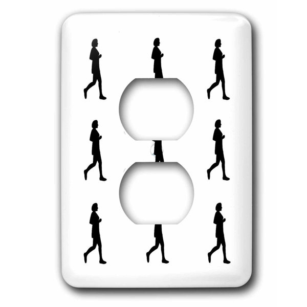 3drose Silhouette Painting Of A Woman Runner 1 Gang Duplex Outlet