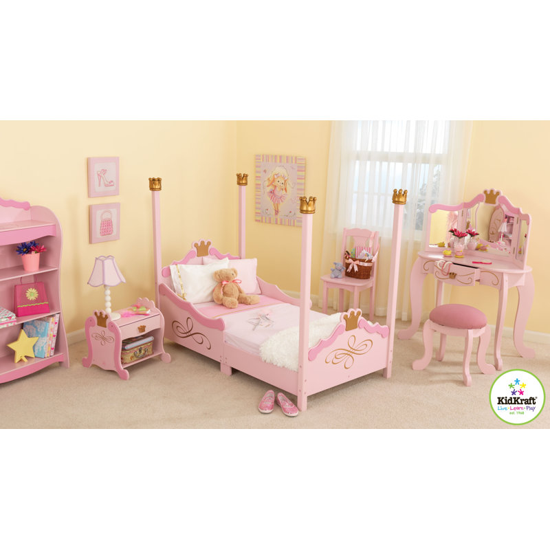 kidkraft princess toddler four poster configurable bedroom set