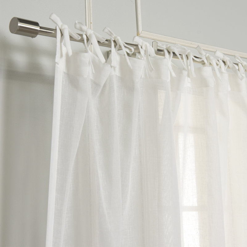 Three Posts Teen Hersche Linen Look Tie Top Solid Color Sheer Tab Top Curtain Panels Reviews Wayfair