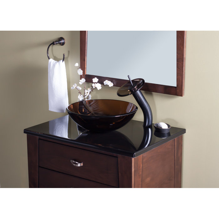 Novatto Ty Glass Circular Vessel Bathroom Sink With Faucet