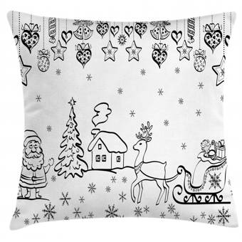 East Urban Home Christmas Tree Ornaments With Santa Sleigh Rudolph Reindeer Toys Jingle Bells Indoor Outdoor 28 Throw Pillow Cover Wayfair
