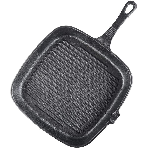 Griddle Frying Pan Grill Cast Iron Non Stick Skillet Cooking Fry Square Steak UK 