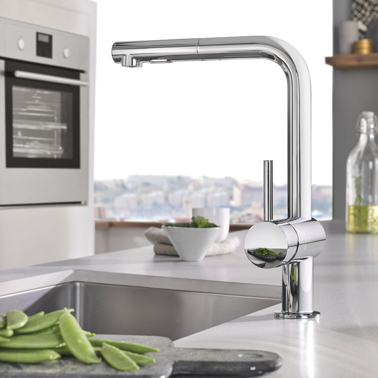GROHE Minta® Pull Out Single Handle Kitchen Faucet with ...