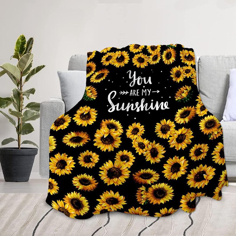 Lightweight Cozy Warm Throws Red Possta Decor Farm Blooming Sunflowers and You are My Sunshine Throw Blanket Super Soft Fuzzy Plush TV Blankets for Living Room Bedroom Bed Couch Chair 