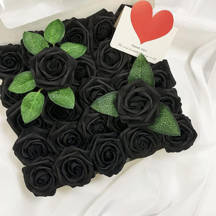 3Pcs lot Black Artificial Silk Pieces Rose Bouquet Bride Flower Party Home Decor 