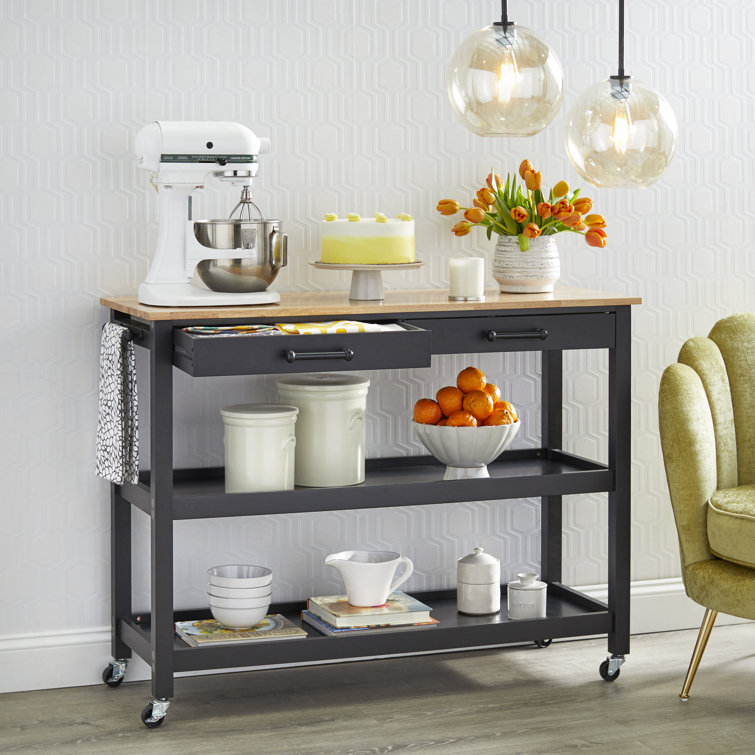 Alcott Hill Lombard Kitchen Cart Granite Top Reviews Wayfair