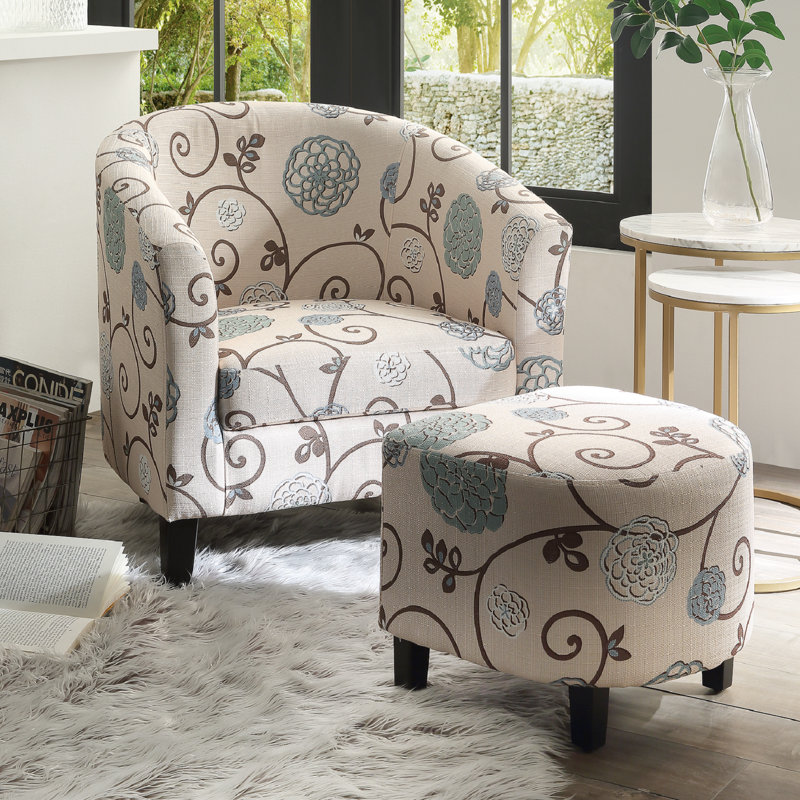 Red Barrel Studio Abbottsmoor Barrel Accent Chair With Ottoman Wayfair