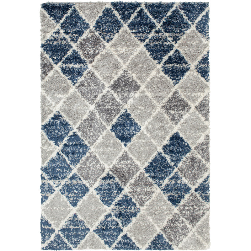 Union Rustic Lux Blue And Grey Woven Shag Area Rug Reviews Wayfair Ca