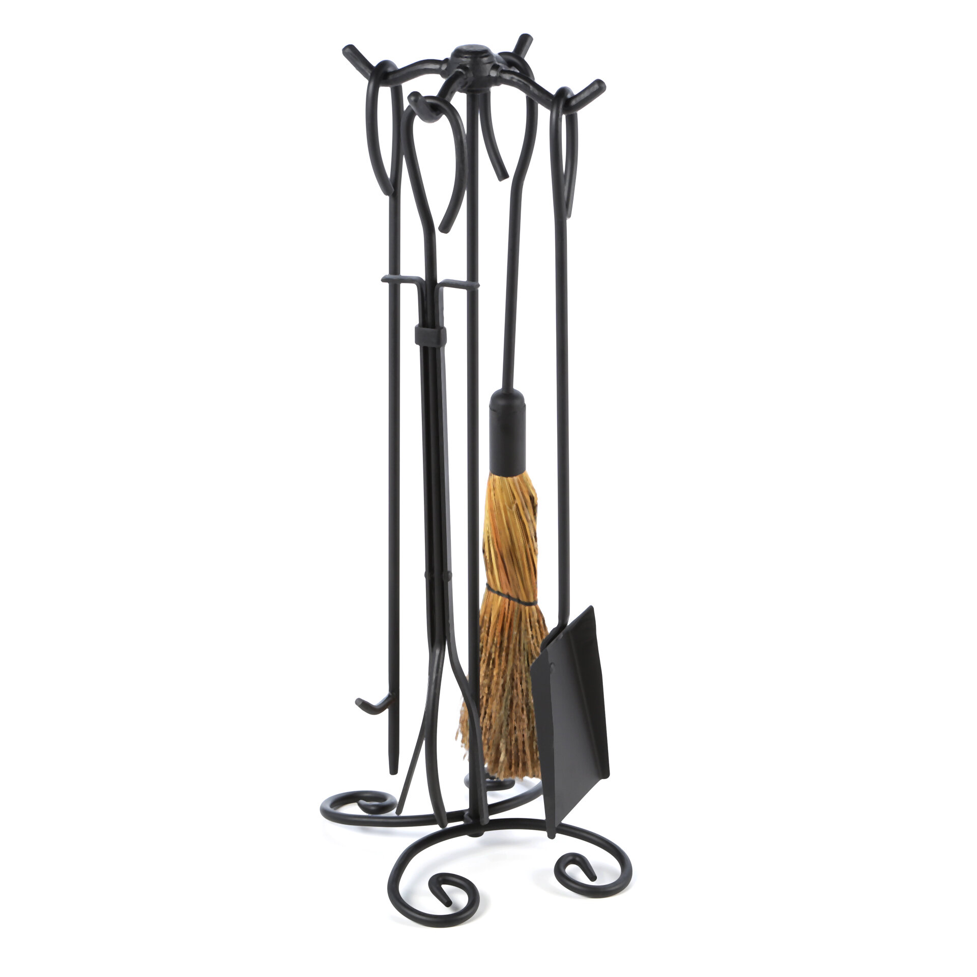 Uniflame 5 Piece Wrought Iron Ring Fireplace Tool Set With Stand