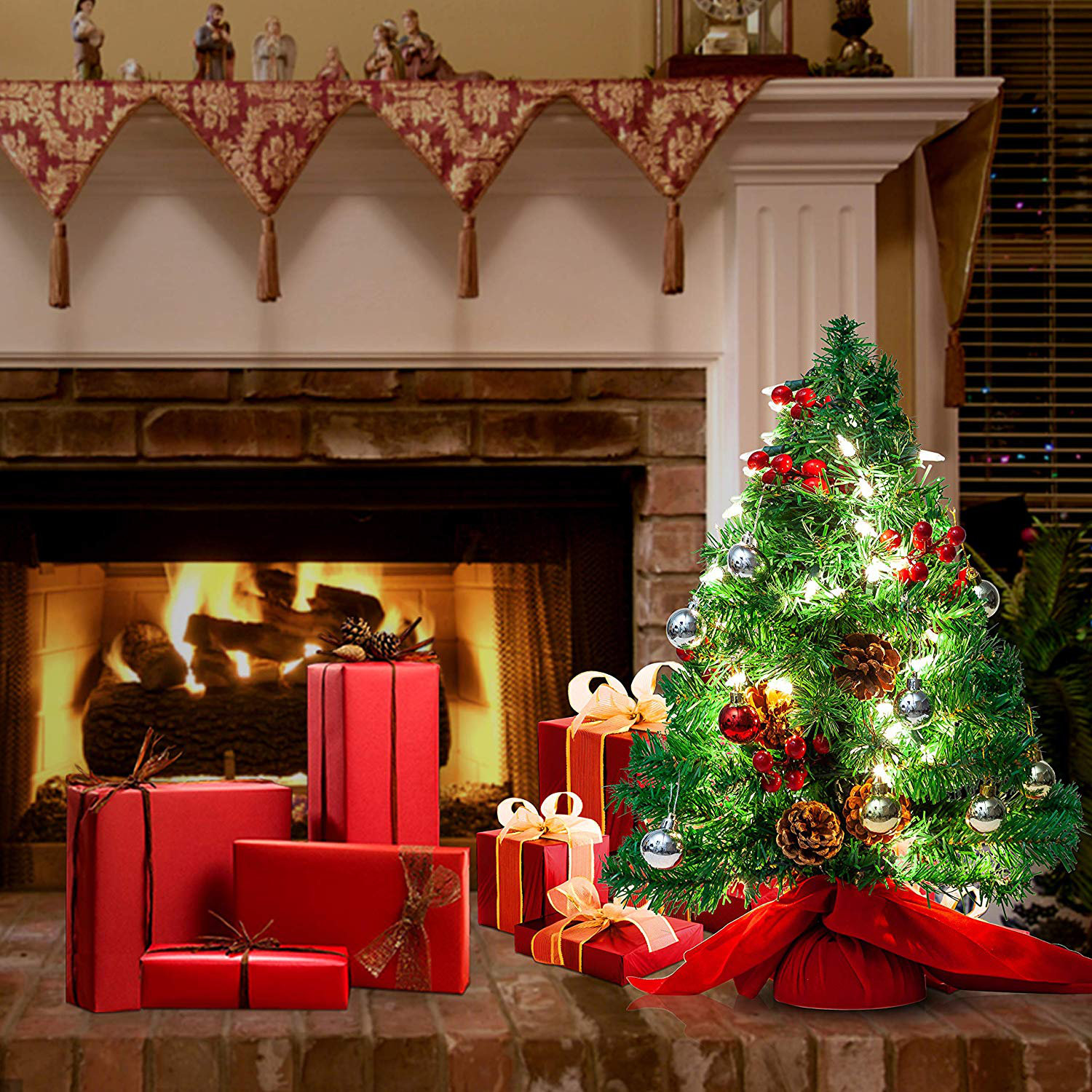 The Holiday Aisle Pre Lit Table Top 1 6 Green Artificial