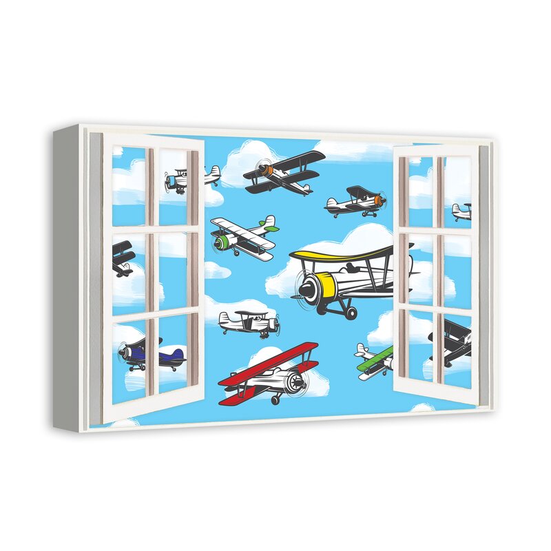 Blue Elephant Leinwandbild Aliya Flugzeuge Hinter Fenster Wayfair De