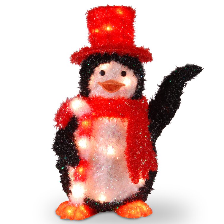 The Holiday Aisle® Decorative Décor Pre-Lit Penguin with Candy Cane