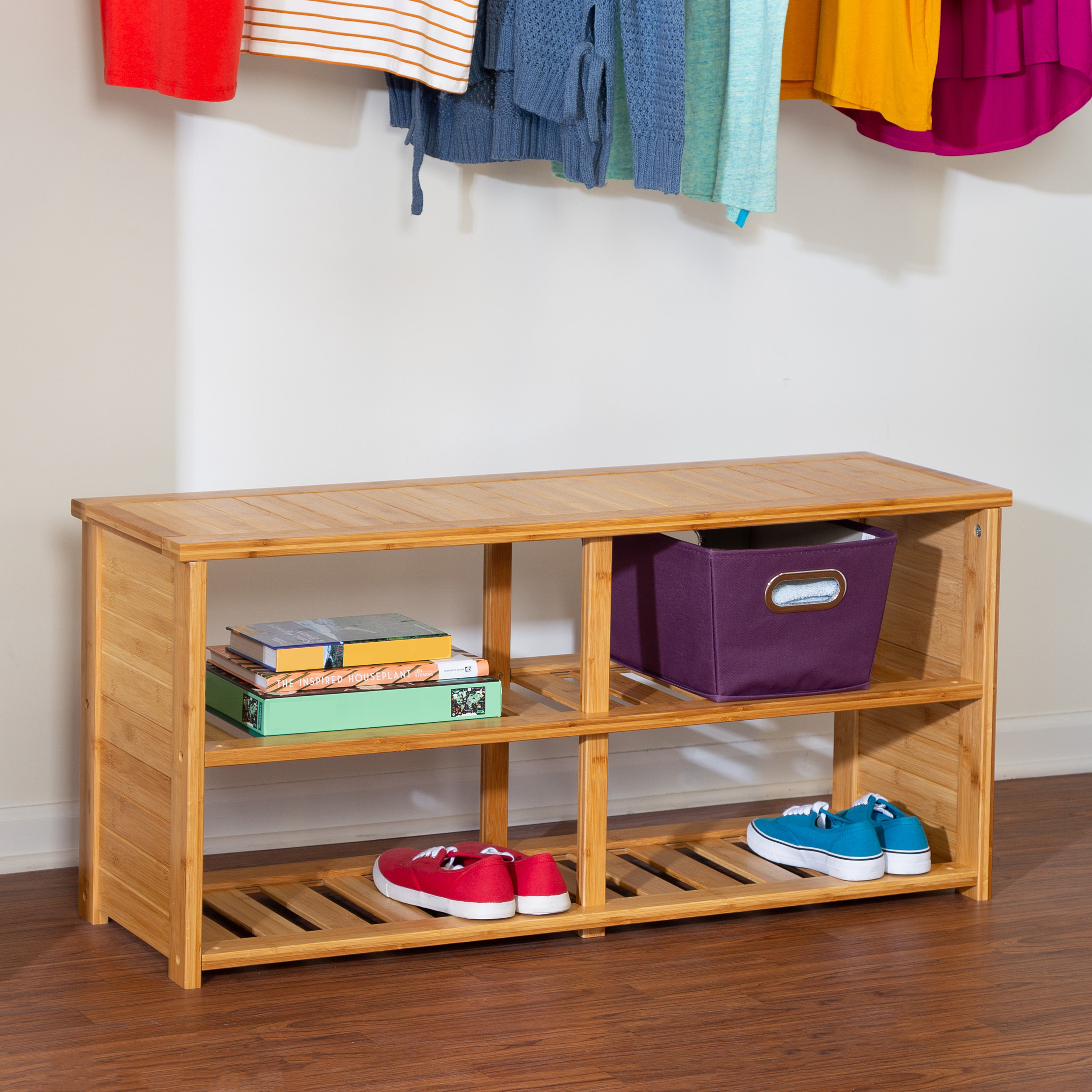 bamboo shoe storage bench