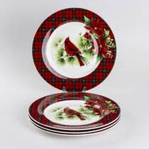 Charm & Cheer Cardinal Christmas Melamine Dinner Plate