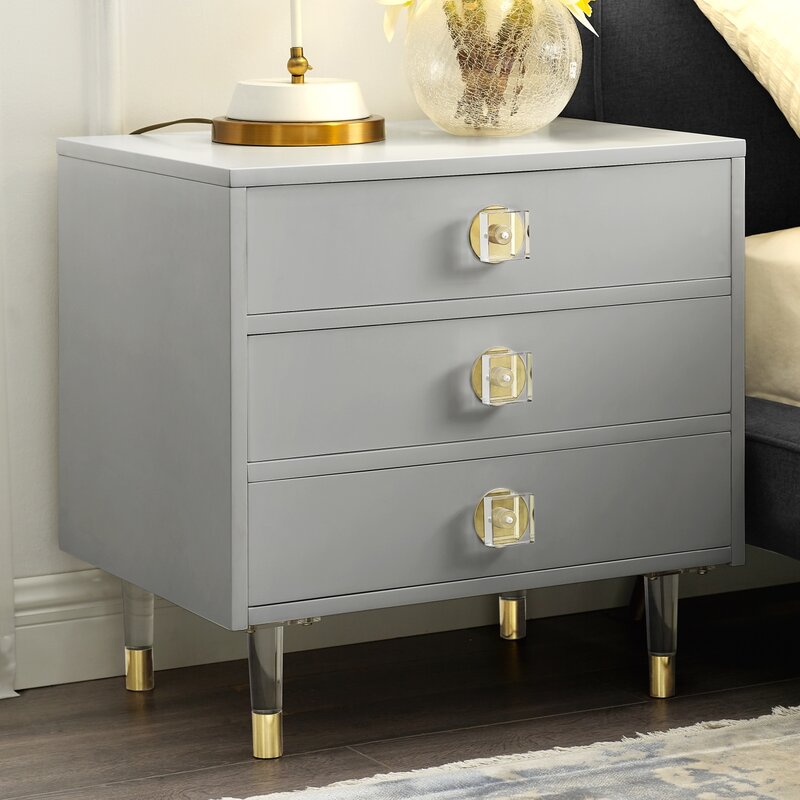 Tila Acrylic Knob 3 Drawer Nightstand Joss Main