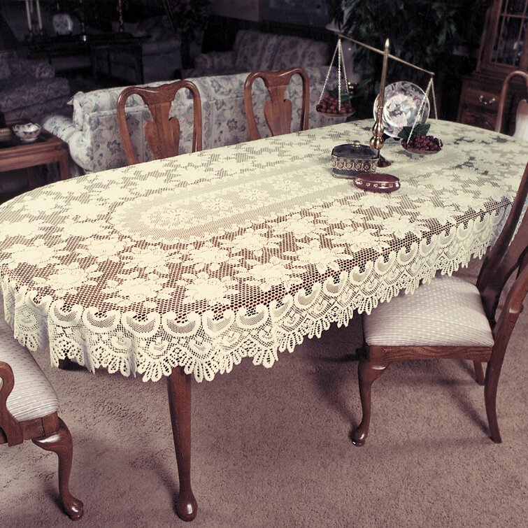 Tablecloth Rectangle Floral Lace 58 X 108 White 