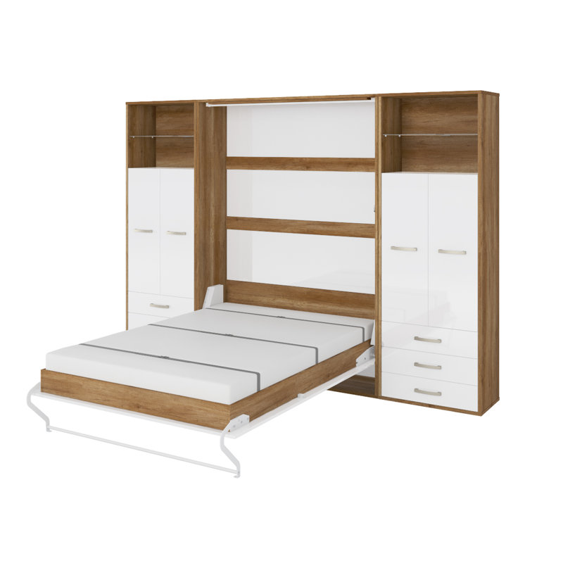 Vvrhomes Contempo Vertical Wall Bed European Queen Size With 2 Cabinets