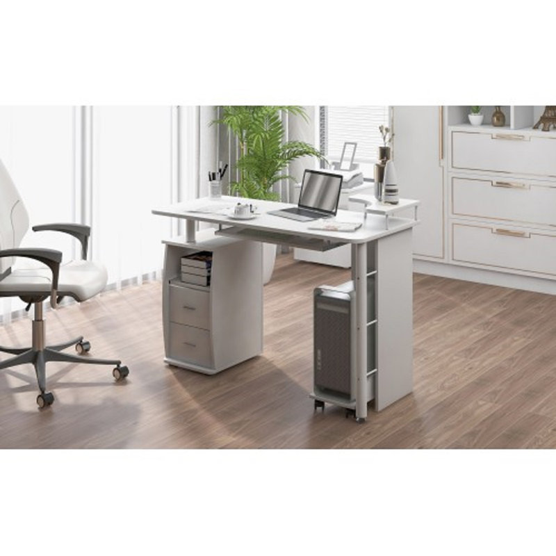 Latitude Run Computer Desk Table With Keyboard Tray And Drawers Wayfair Whether you like the first or the latter: computer desk table with keyboard tray and drawers