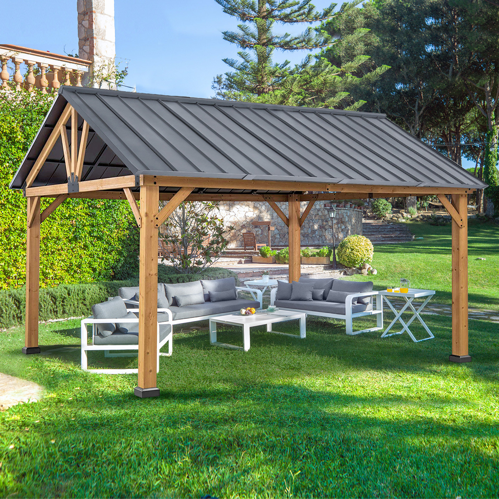 13 Ft. W x 11 Ft. D Metal Gazebo 