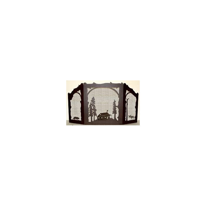 Wildlife Decor Cabin Bear And Moose 3 Panel Steel Fireplace Screen