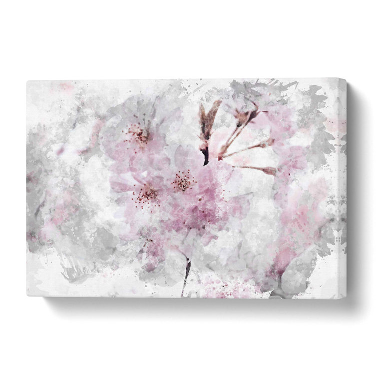 Ebern Designs A Pretty Pink Cherry Blossom Tree Painting On Wrapped Canvas Wayfair Co Uk