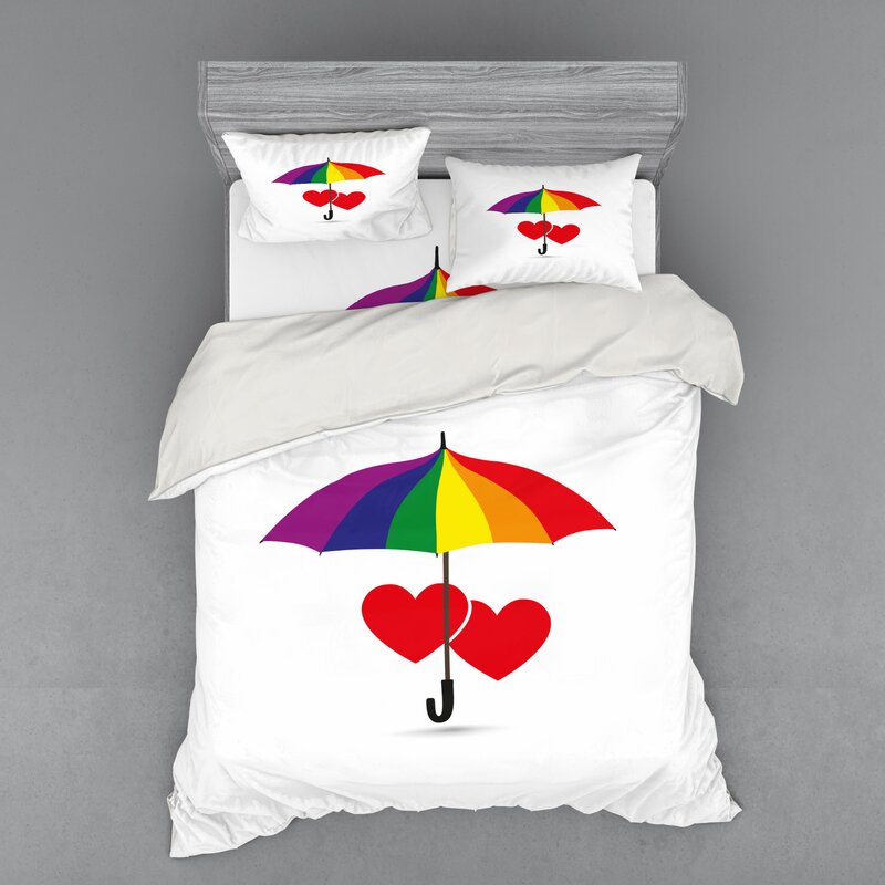 East Urban Home Pride Heart Signs Over Umbrella Romantic Lgbt Love