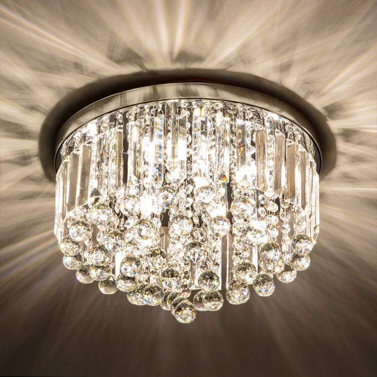 Broadway Silver Flush Mount Crystal Chandeliers Modern Lamps Ceiling Fixture BL-ACG/F-L2 W13 X H7 Inch Broadway Lighting BL-ACG/F-L2 W13 X H7 Silver 