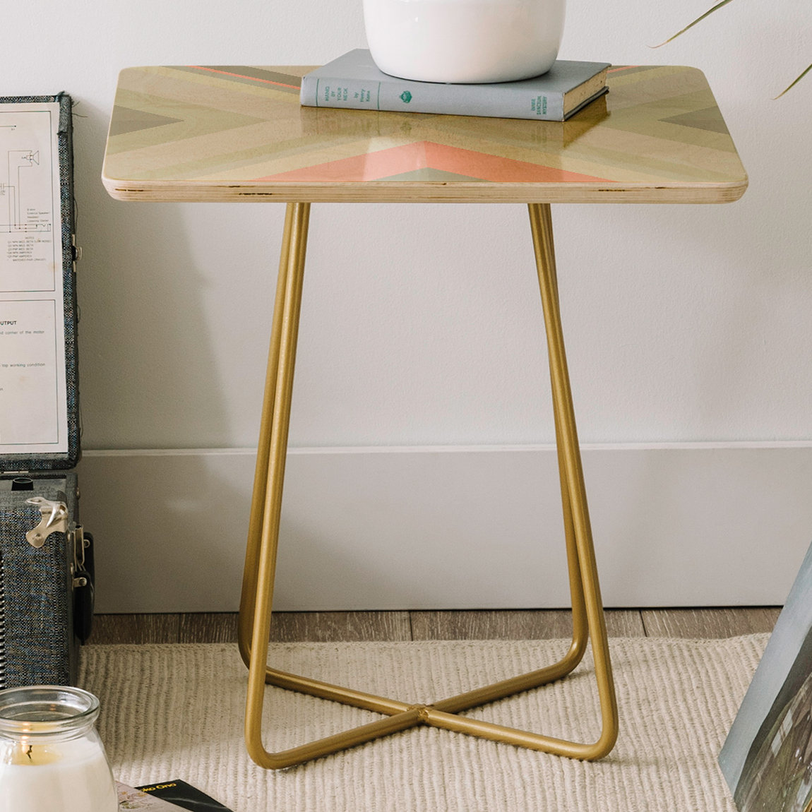 East Urban Home Iveta Abolina Matcha Chevron Square End Table Wayfair