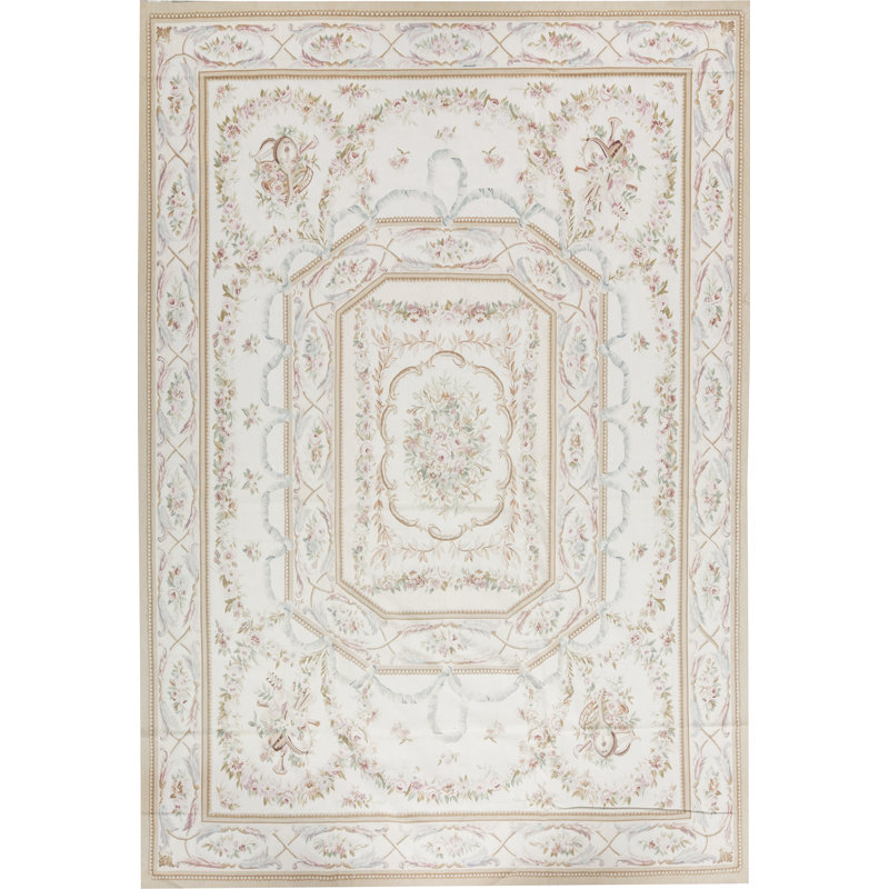 Bokara Rug Co Inc Aubusson Oriental Hand Knotted Wool Ivory Area Rug Wayfair
