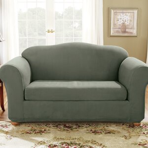 Soft Suede T-Cushion Loveseat Slipcover