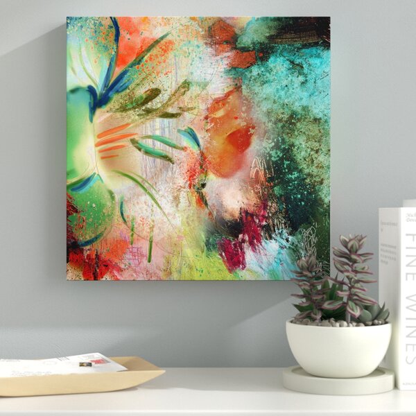 'Painted Petals LIX' Graphic Art on Canvas in Orange/Blue