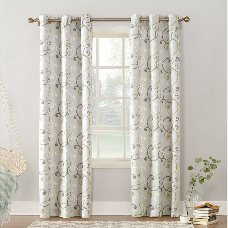 Sun Zero Jayden Abstract Room Darkening Thermal Grommet Single Curtain