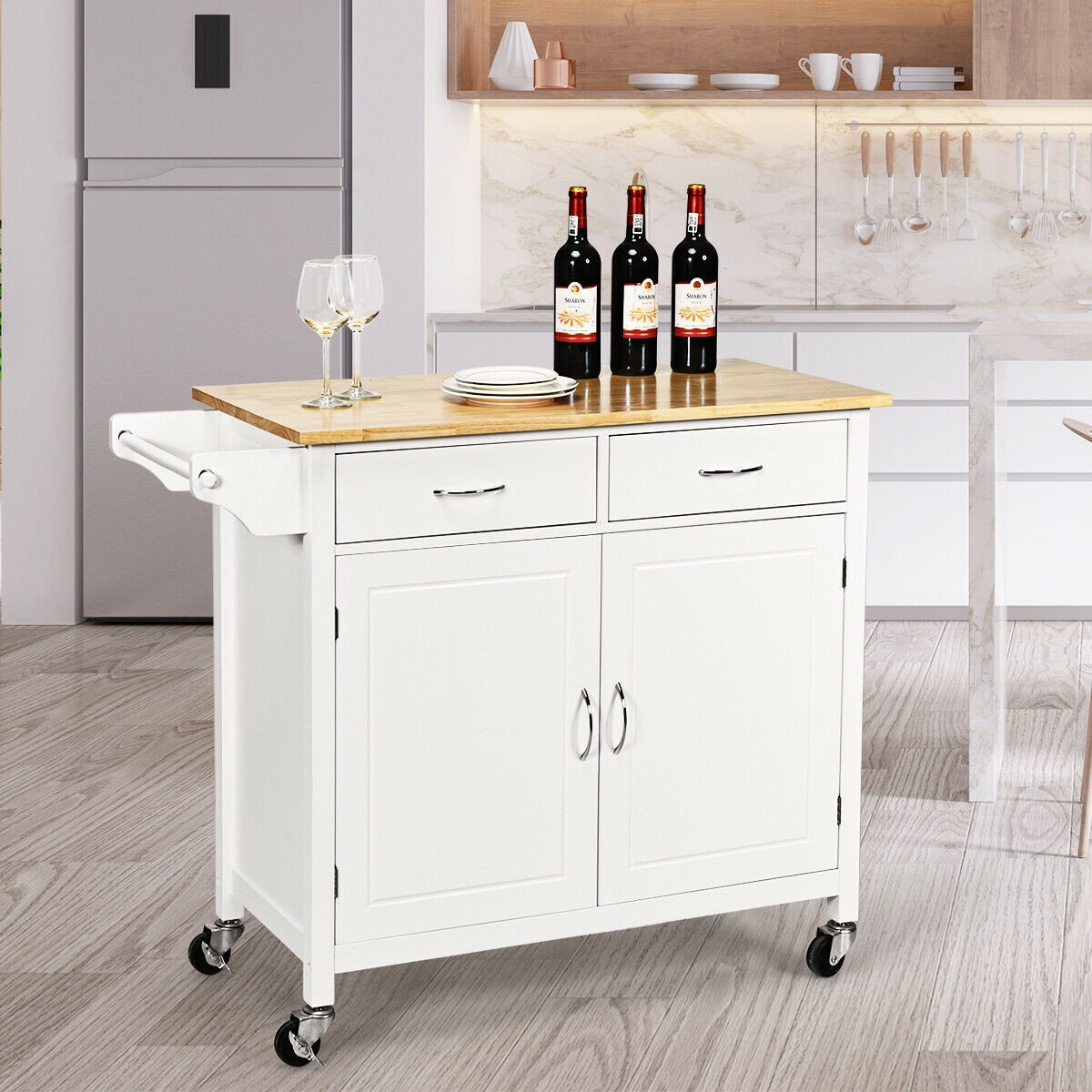 Latitude Run Burghart Rolling Island Kitchen Cart Wayfair