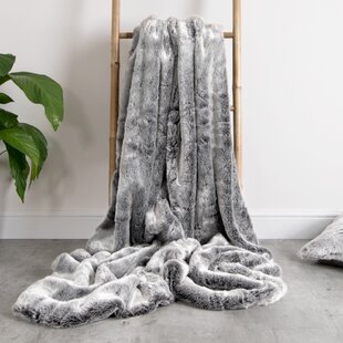 SIZES SINGLE DOUBLE AND KING. EXTREMELY SOFT FAUX FUR THROW IN SILVER 