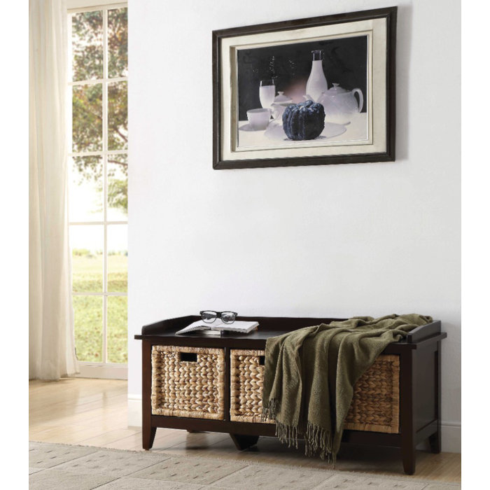 Breakwater Bay Whitten Basket Wood Storage Bench Wayfair