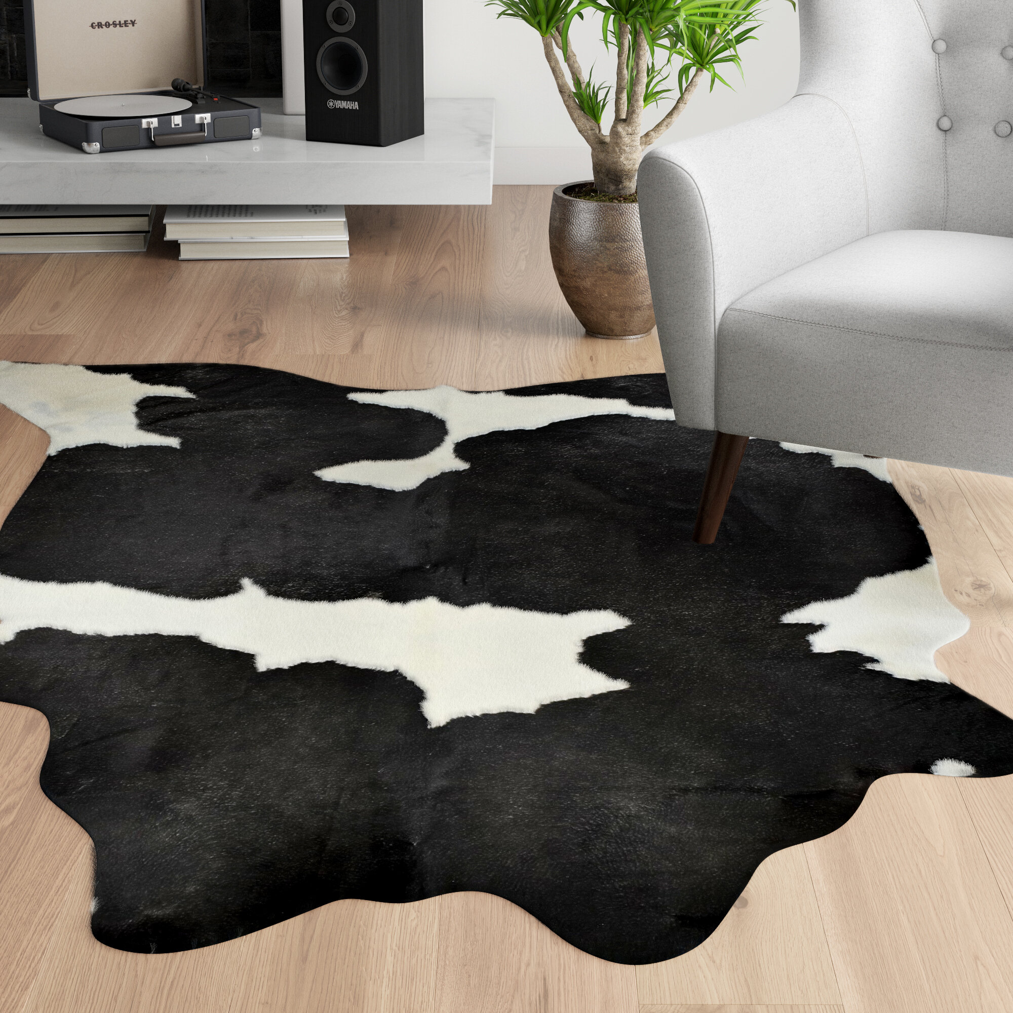 Freman Black White Cowhide Area Rug Reviews Allmodern