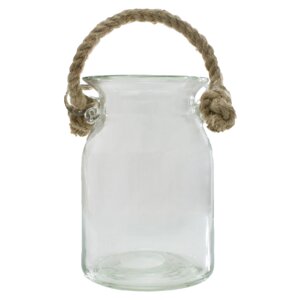 Janell Glass Jar Table Vase with Rope Handle