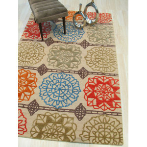 Corben Hand-Tufted Wool Beige Area Rug