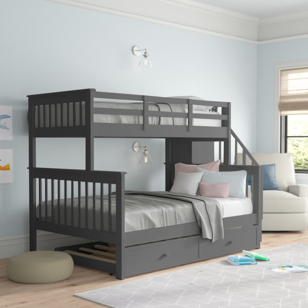 Three Posts™ Baby & Kids Alaina Twin Over Full Solid Wood Standard Bunk ...