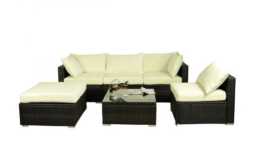 Aida 6 Piece Rattan Sectional Set with Cushions
