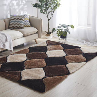 Well Woven San Francisco Shag Brown Cream Area Rug Reviews Wayfair