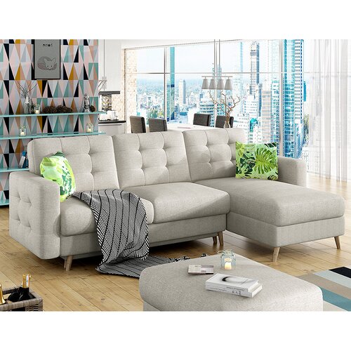 Ecksofa mit Bettfunktion VERDELL von MODERNMOMENTS Creme