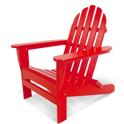 Polywood Classic Plastic Folding Adirondack Chair Color Sunset Red