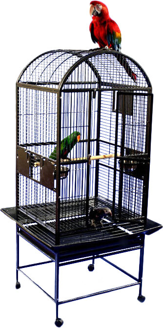 61" Large Parrot Bird Cage Play Top Pet Supplies w/Perch Stand Two Doors Iron 