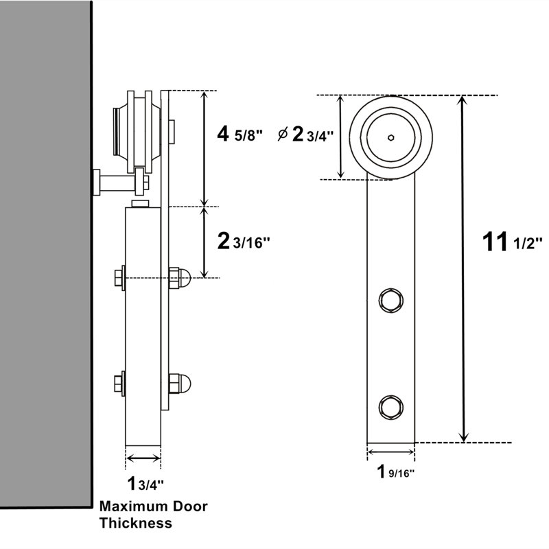 Homacer Straight Strap Standard Single Barn Door Hardware Kit
