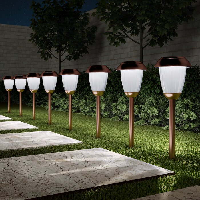 8-Pack Solar Powered Integrated LED Metal Pathway Light