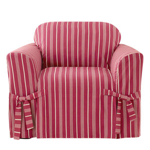 Grain Sack Stripe Box Cushion Armchair..