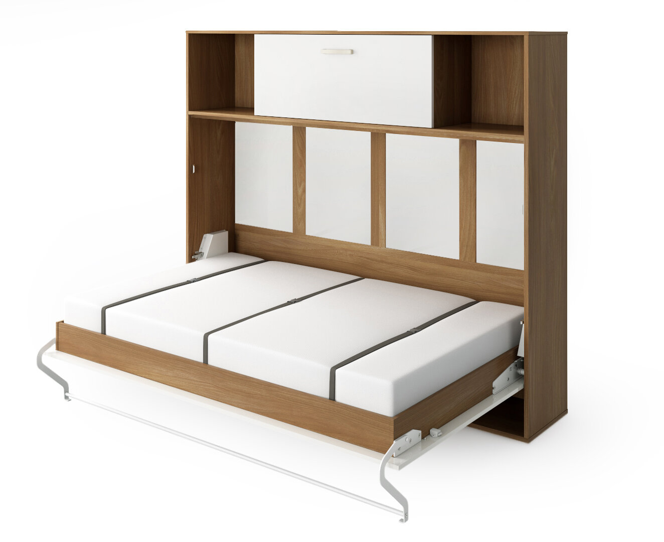 Vvrhomes Full Double Storage Murphy Bed With Mattress Wayfair