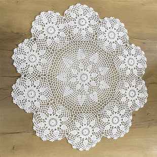20 Inch Tablecloth Crochet Placemats Lace Round Cotton Doily Handmade White 